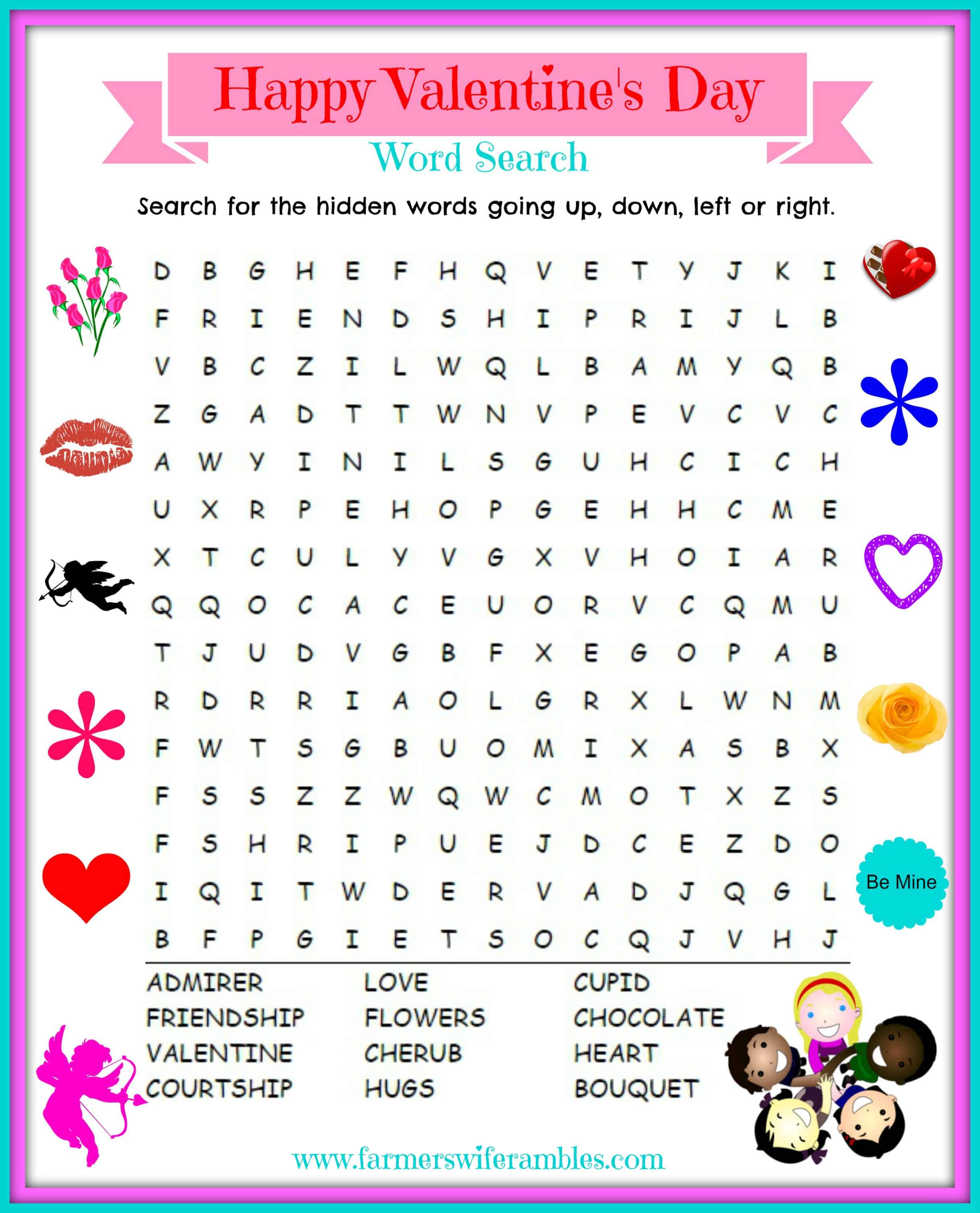 Valentines Day Printable Wordsearch Farmer's Wife Rambles
