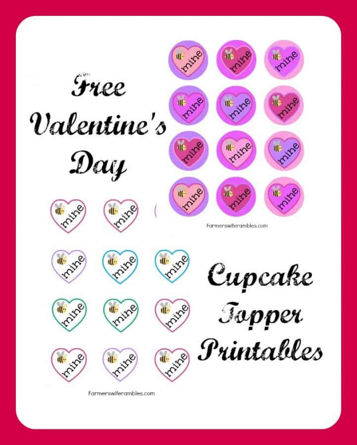 Valentine's Day Cupcake Toppers Printable