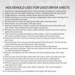 Free Printable With 20 Household Dryer Sheet Uses