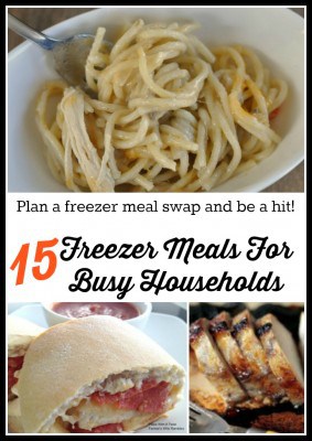 A collage with 15 freezer meals that freeze well.