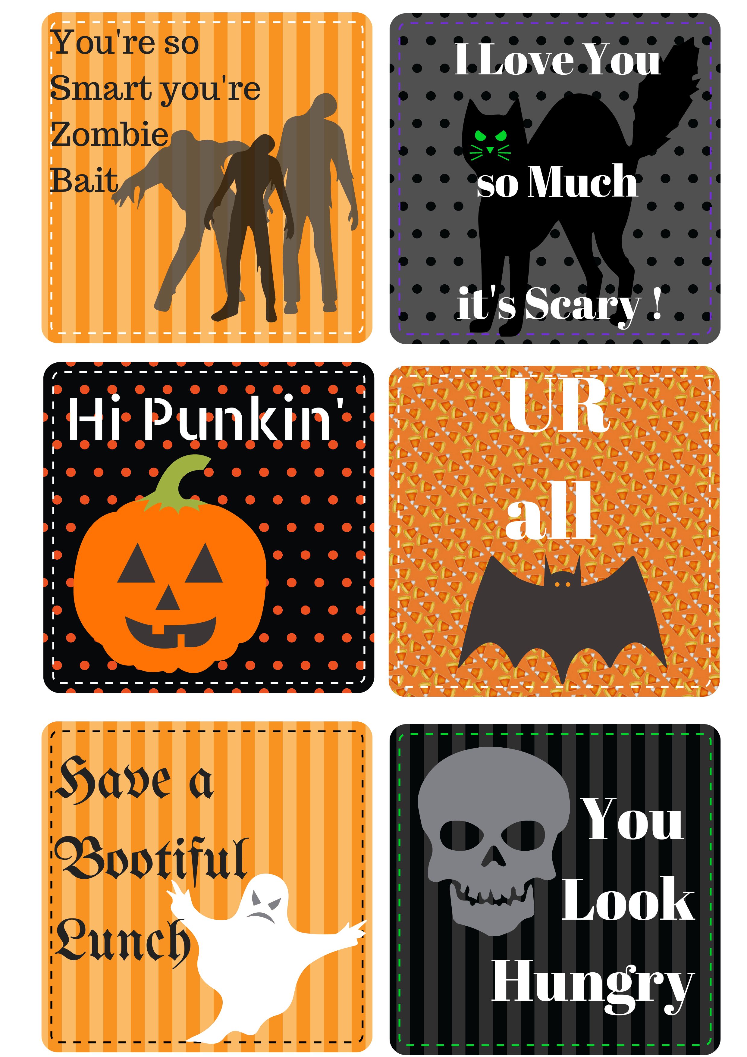 Halloween Printable Lunch Box Notes