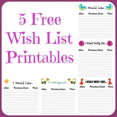 5 Free Wish List Printables