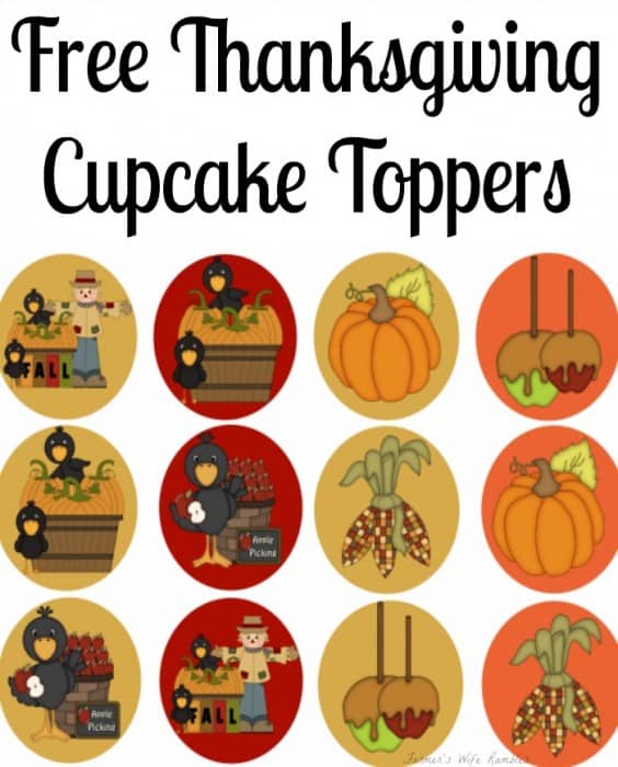 Free Thanksgiving Cupcake Toppers, Fall Cupcake Toppers, Free Cupcake Toppers