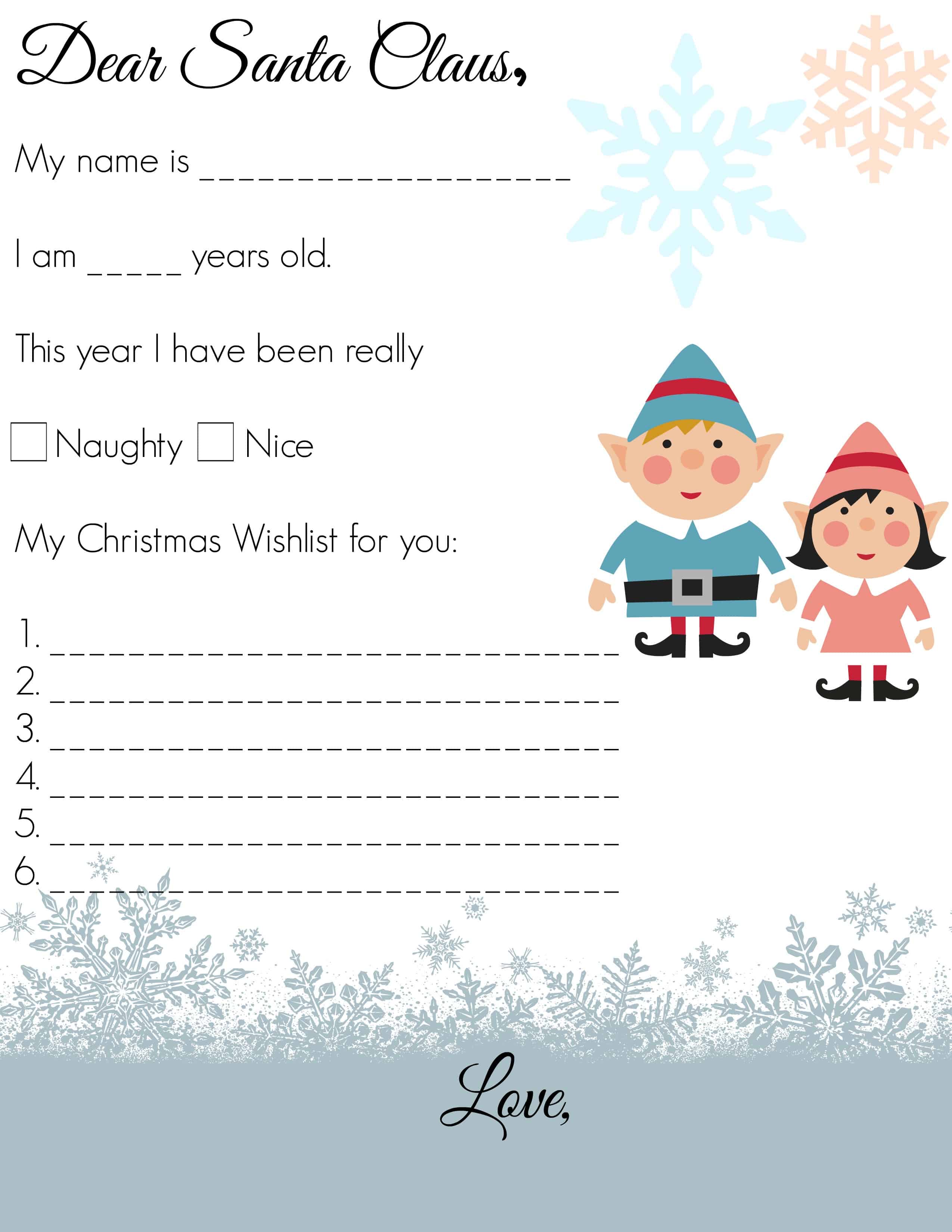 Writing a letter to Santa can be tough for little ones. Snag ths Dear Santa Letter for Preschoolers that uses mostly fill in the blank answers. - Farmer's Wife Rambles