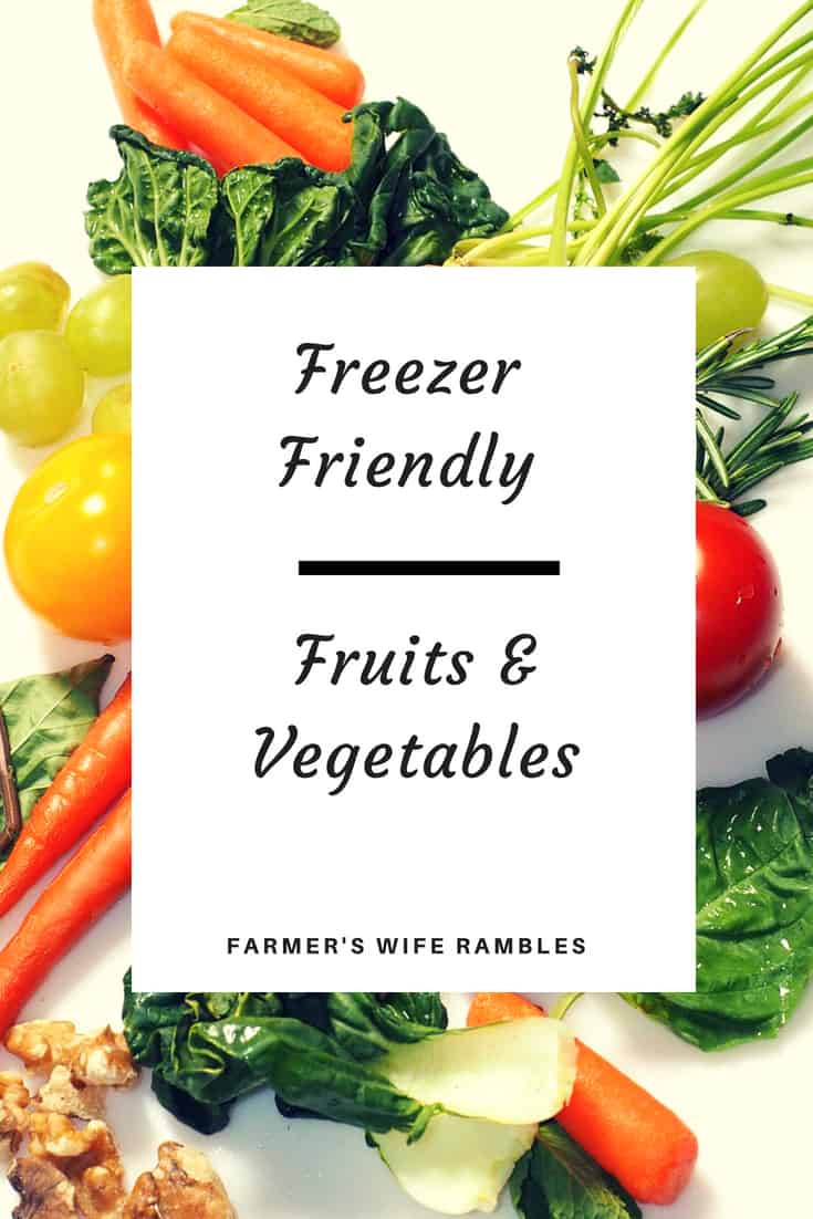 Various fruits and Vegetables that are freezer friendly