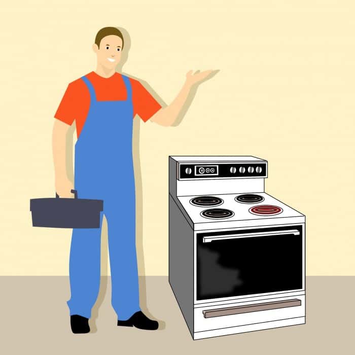 cartoon oven repair man