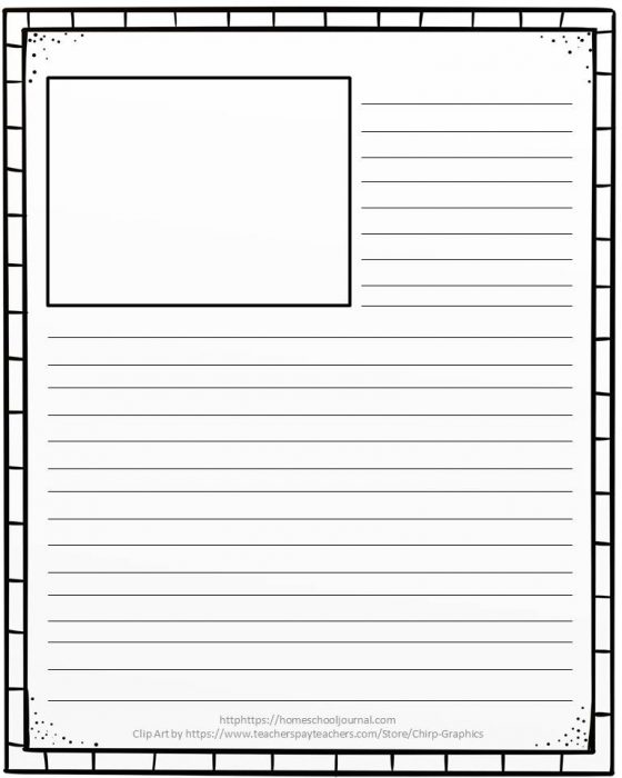 Picture of the free doodle border notebooking pages with a box in the left hand corner.