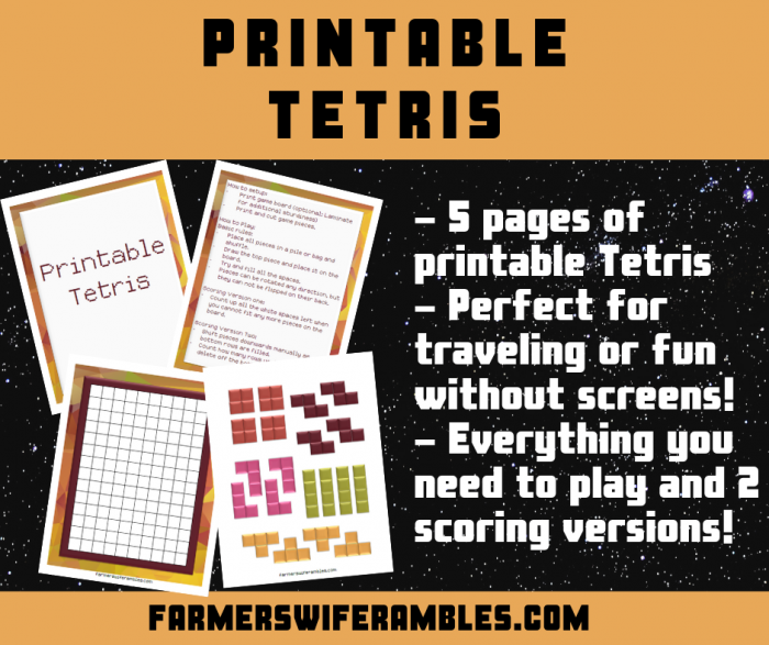 A collage for a free printable tetris game.