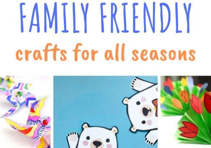 A photo collage of family friendly crafts for all seasons and ages.